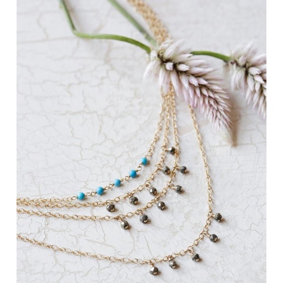 NEW Free People Ela Rae Delicate Tiered Anklet 14k Gold with Beads - Picture 4 of 14